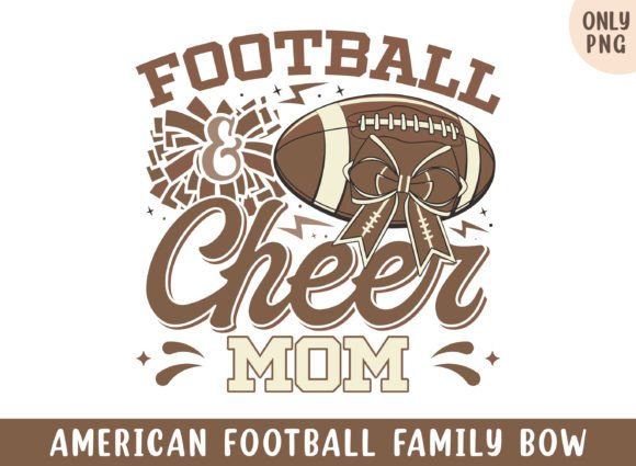 American Football Cheer Mom Bow Png for Crafts & Graphics