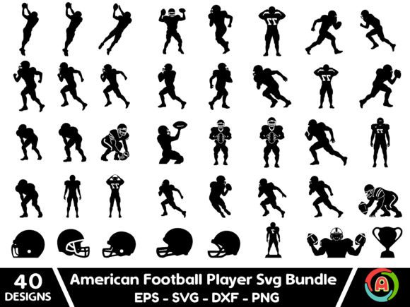 American Football SVG Bundle, Silhouette Graphics Crafts