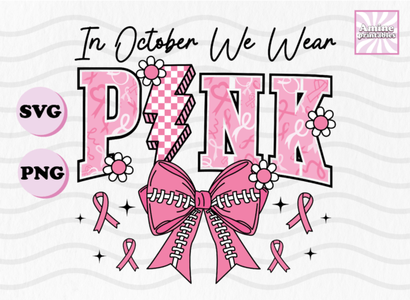Pink Breast Cancer Football Coquette Svg for Crafts & Graphics